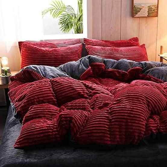 plush, red, corduroy-style duvet cover set