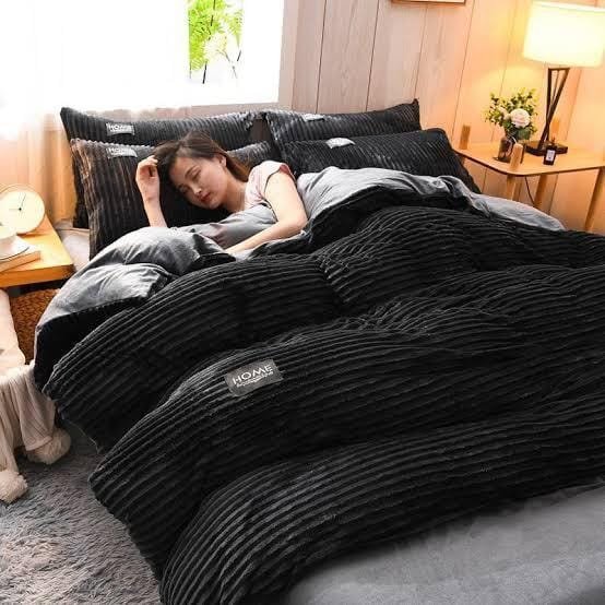 a dark gray black velvet duvet cover