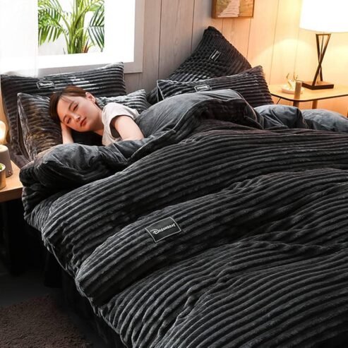 a dark gray duvet