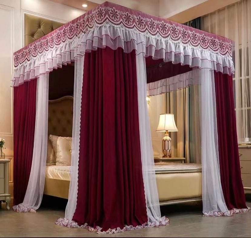 red romantic bed canopy mosquito net