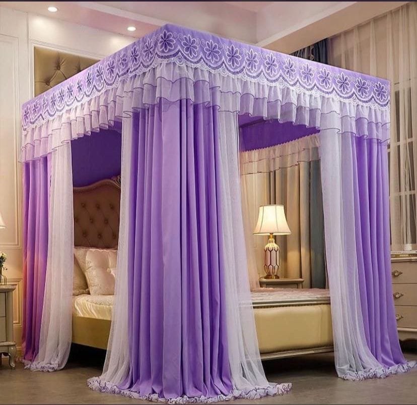 purple romantic bed canopy mosquito net