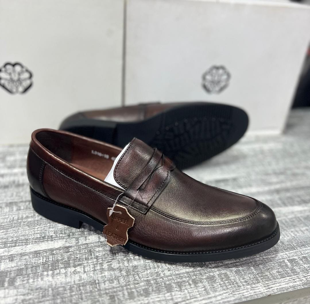 brown leather loafer