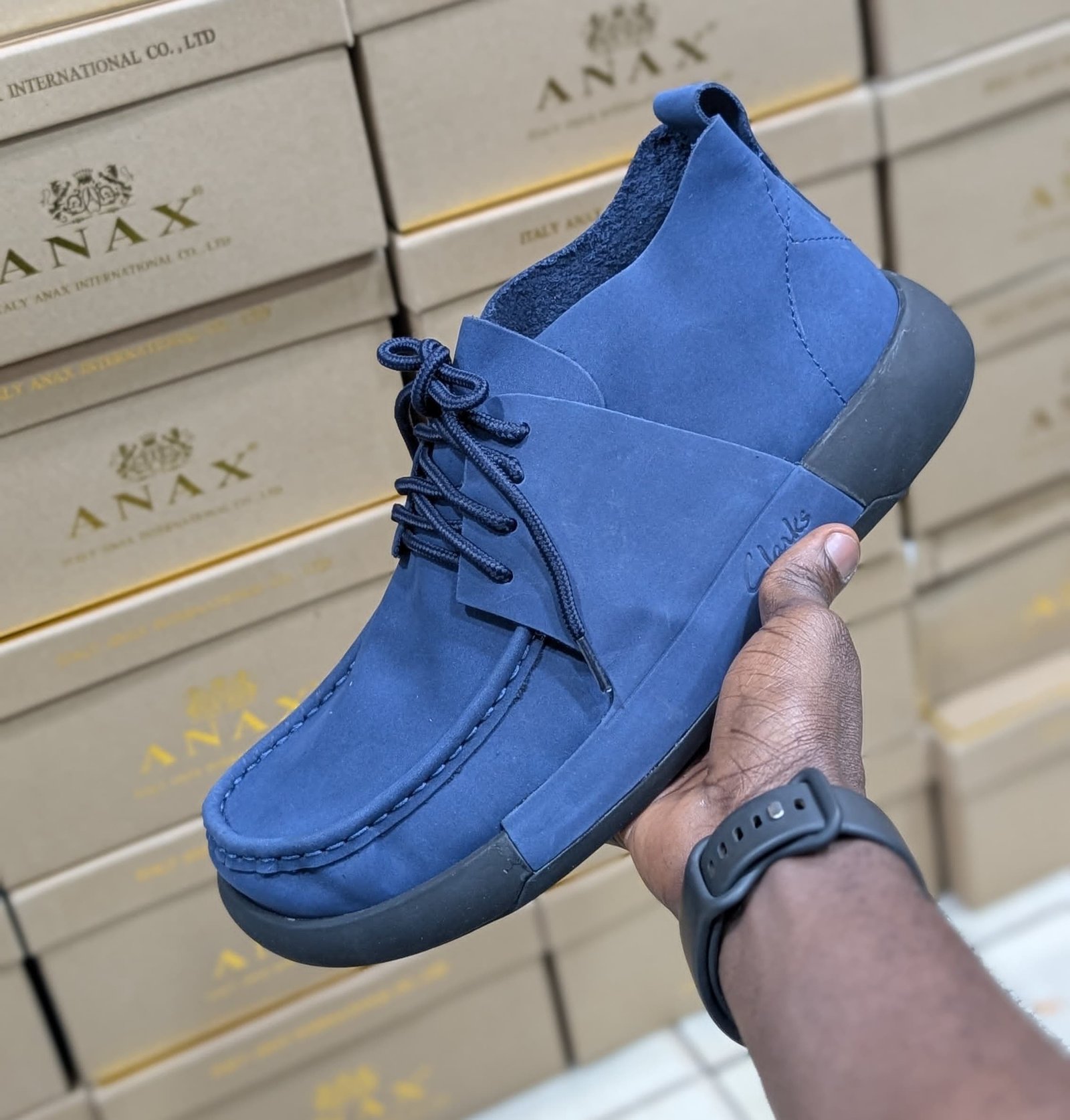 blue Clarks shoe