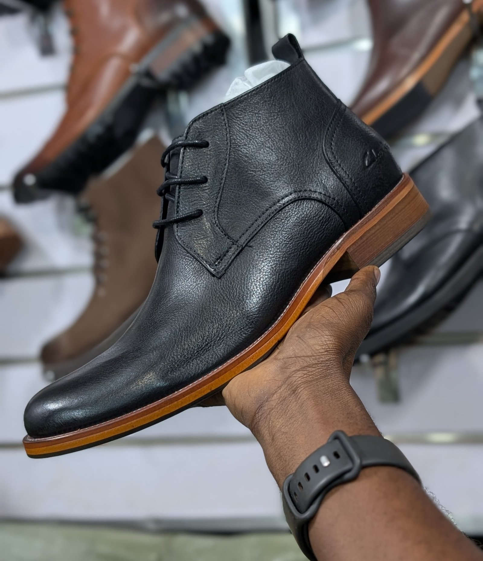 black leather ankle boot,