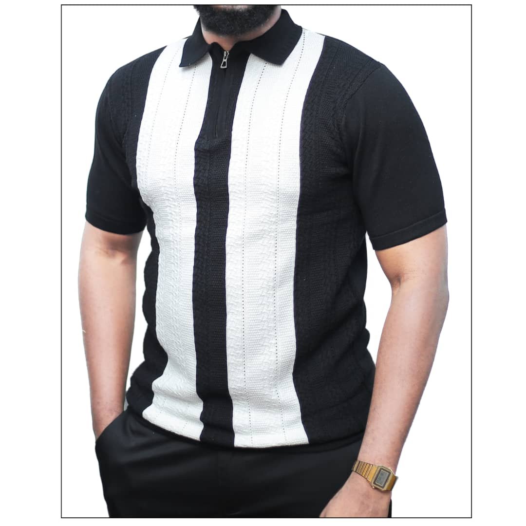 short-sleeved knit polo shirt