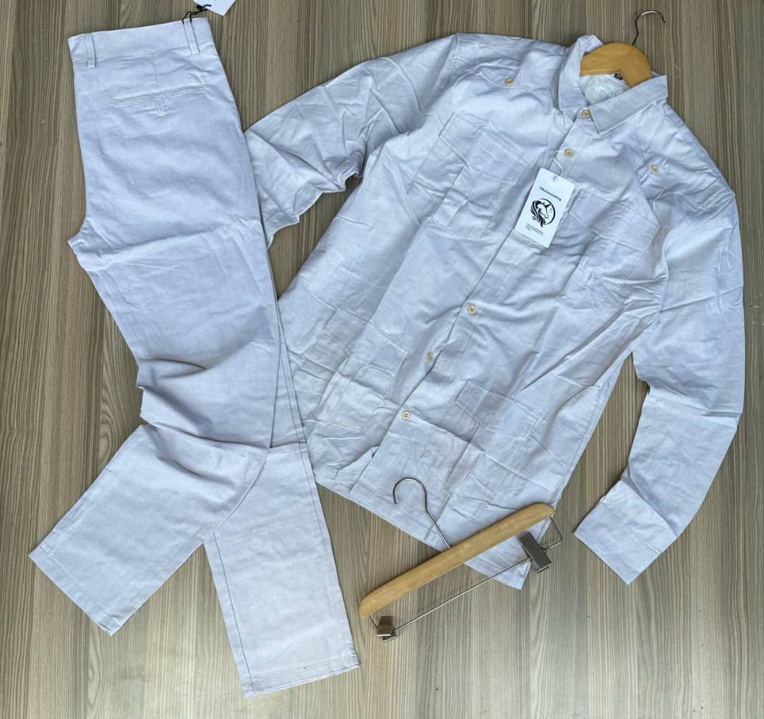 long-sleeved shirt and a pair of pants.