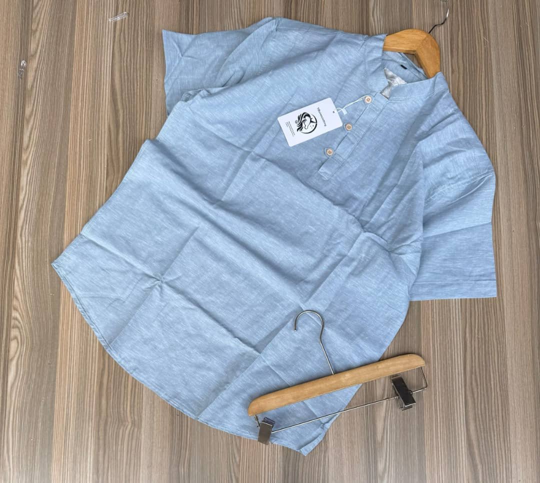 light blue, short-sleeved shirt