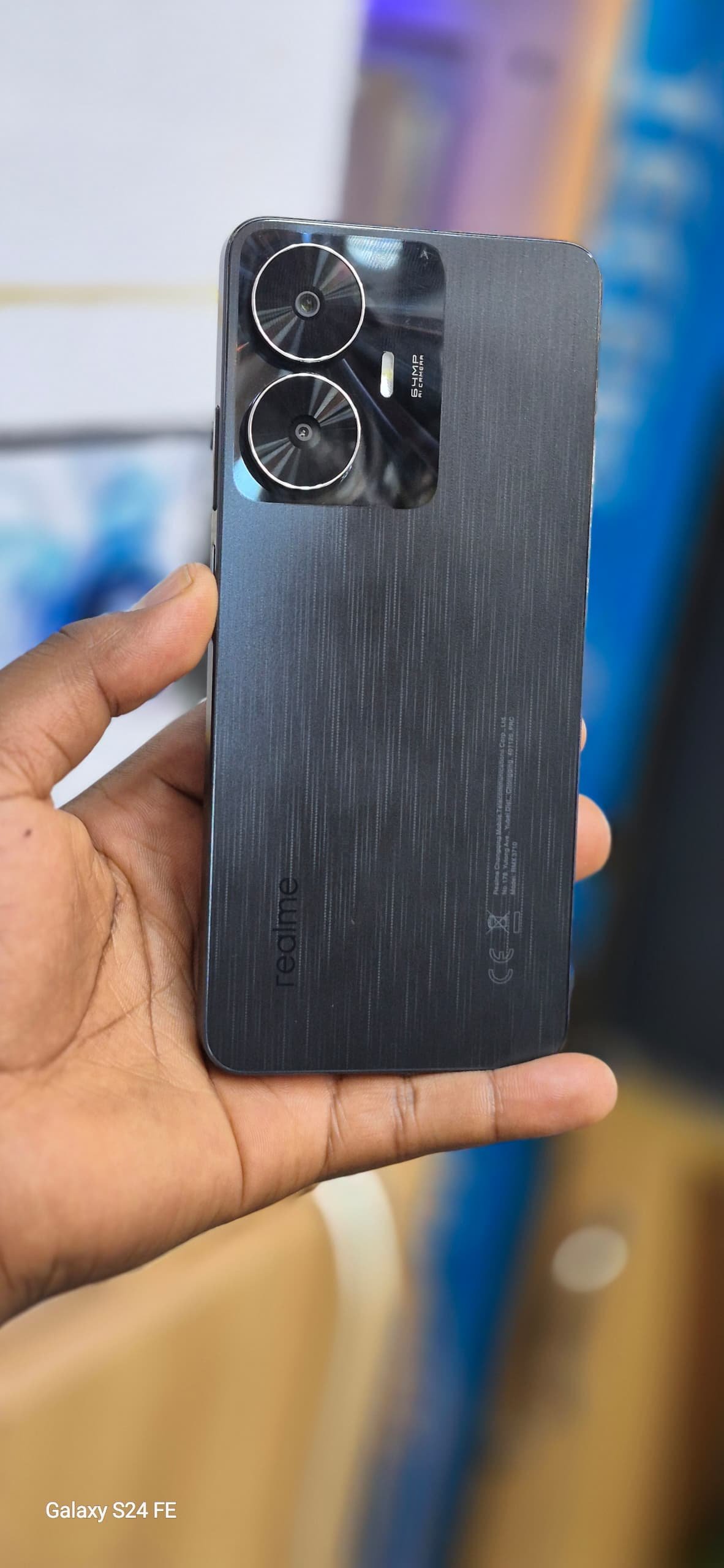 Realme C55 smartphone in black