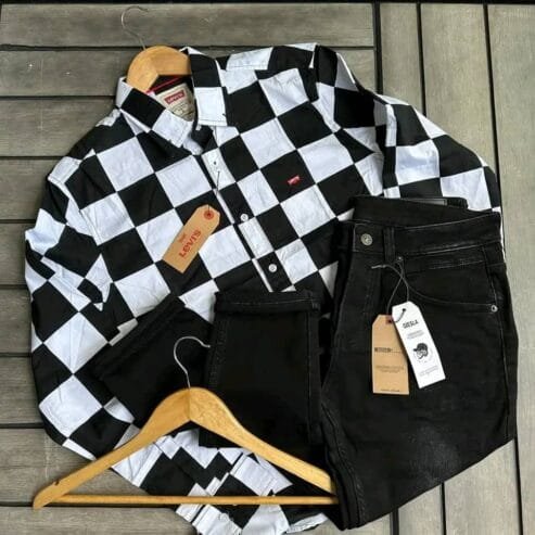 Levi’s shirt with a black and white checkered pattern