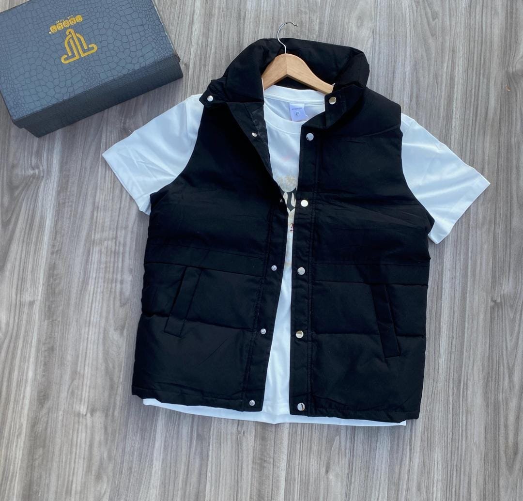 black, quilted vest