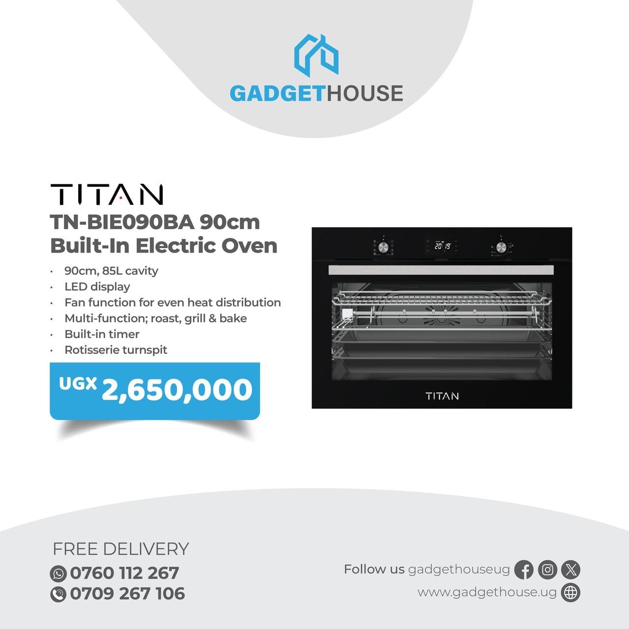 Titan TN-BIE090BA, a 90cm built-in electric oven