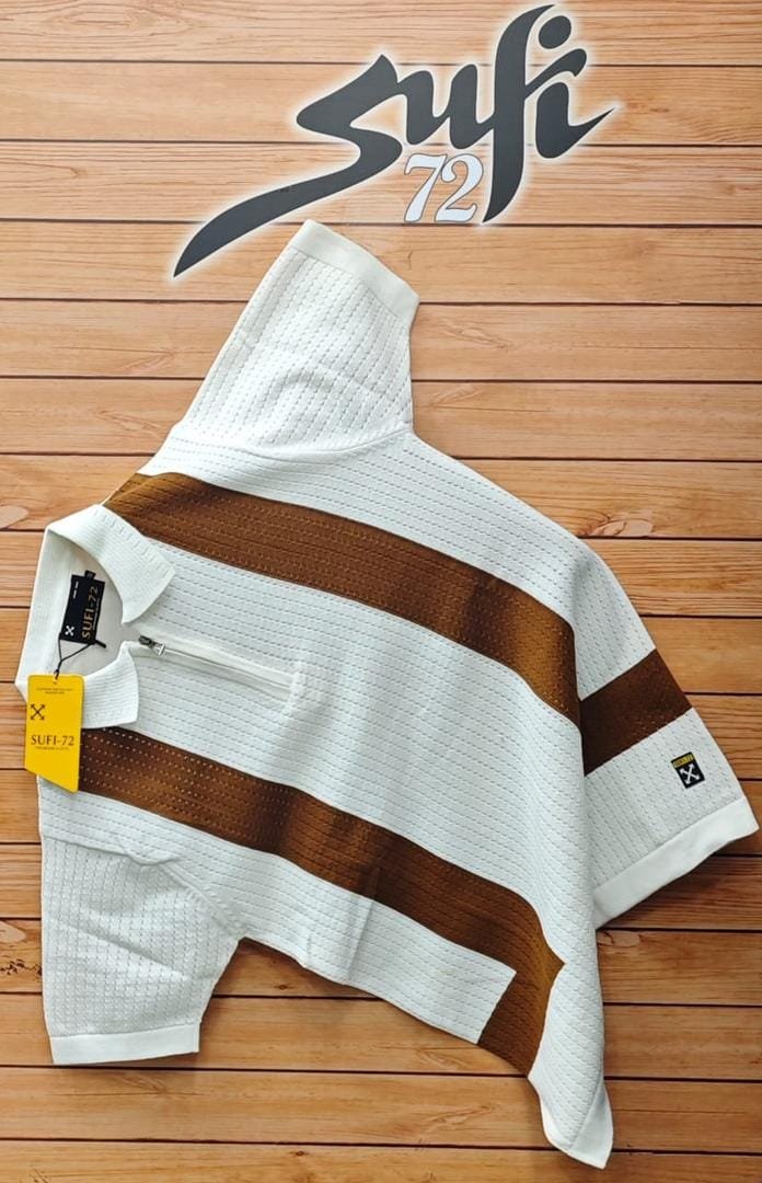 white, short-sleeved polo shirt