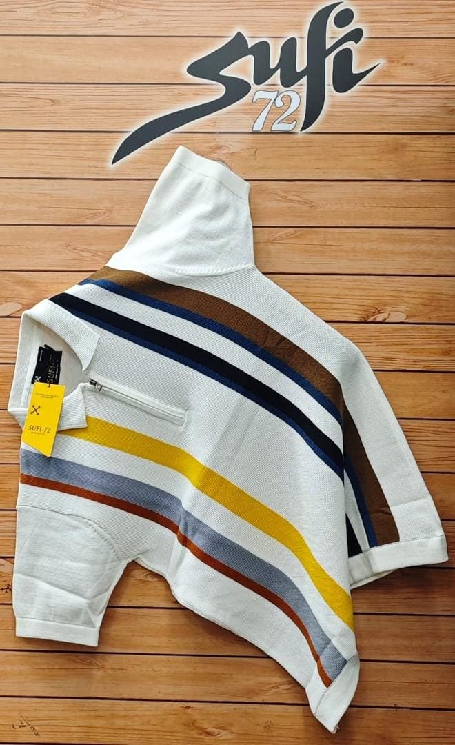 white, long-sleeved knit shirt