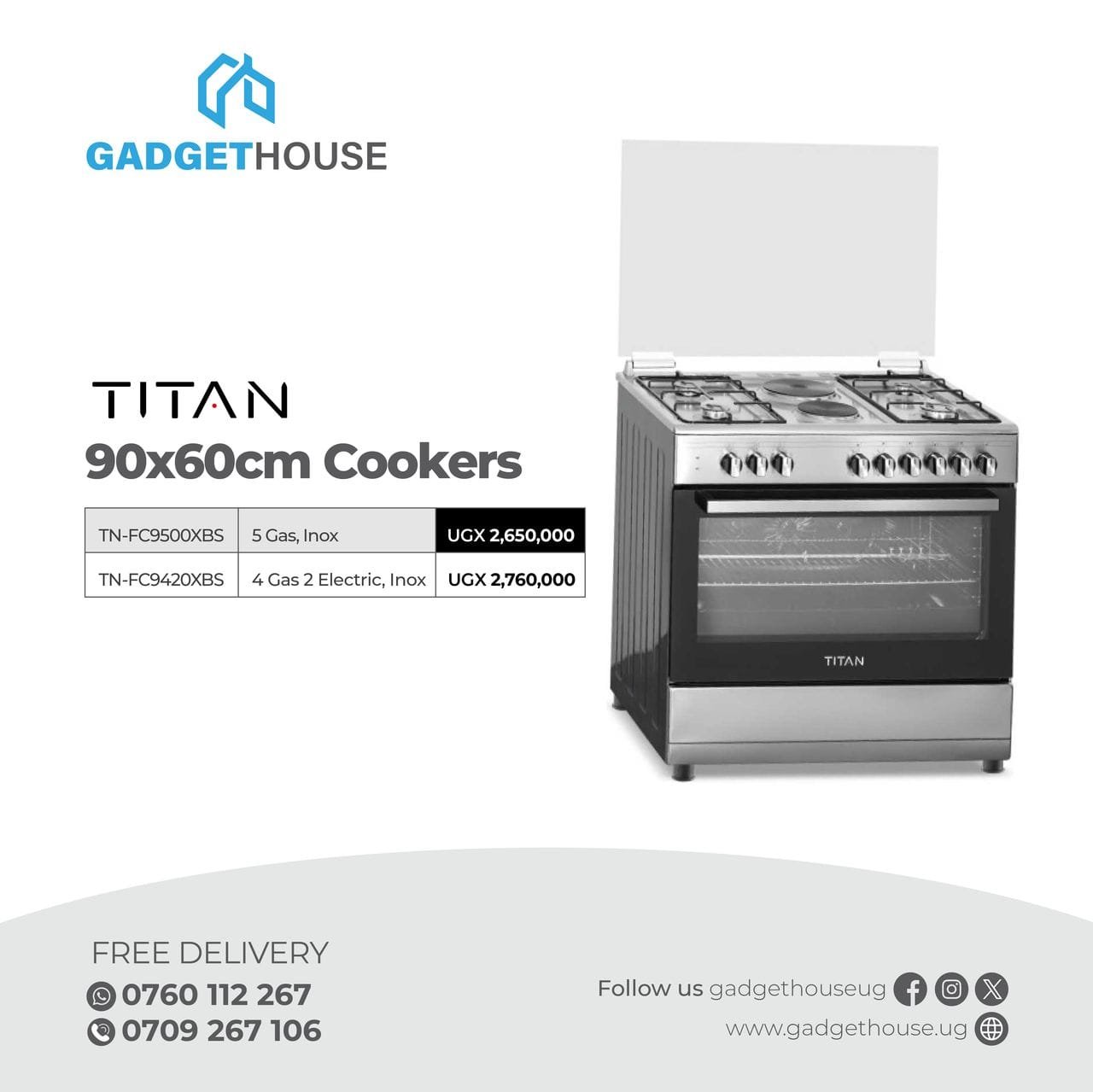 Titan 90x60cm cooker,