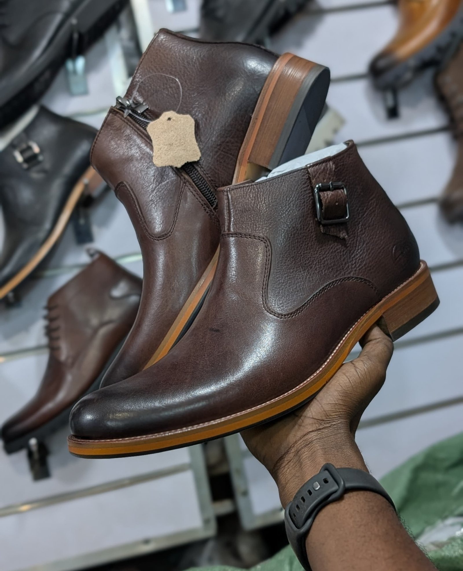 Original Timberland Men’s Faux Leather Designer Boots – Coffee Brown