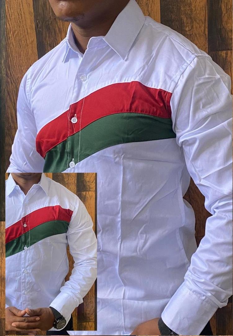 a white, long-sleeved dress shirt