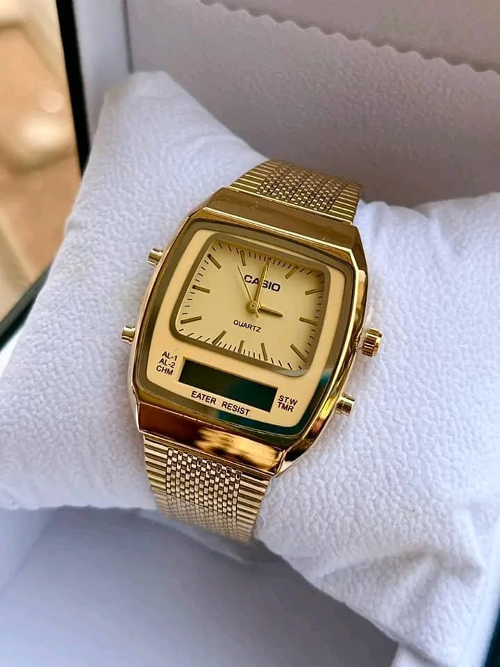 gold-tone Casio vintage digital watch
