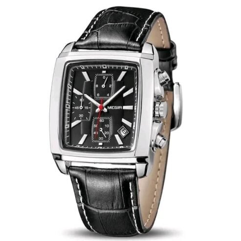 MEGIR Men’s Business Analog Chronograph Luminous Rectangle Quartz Watch
