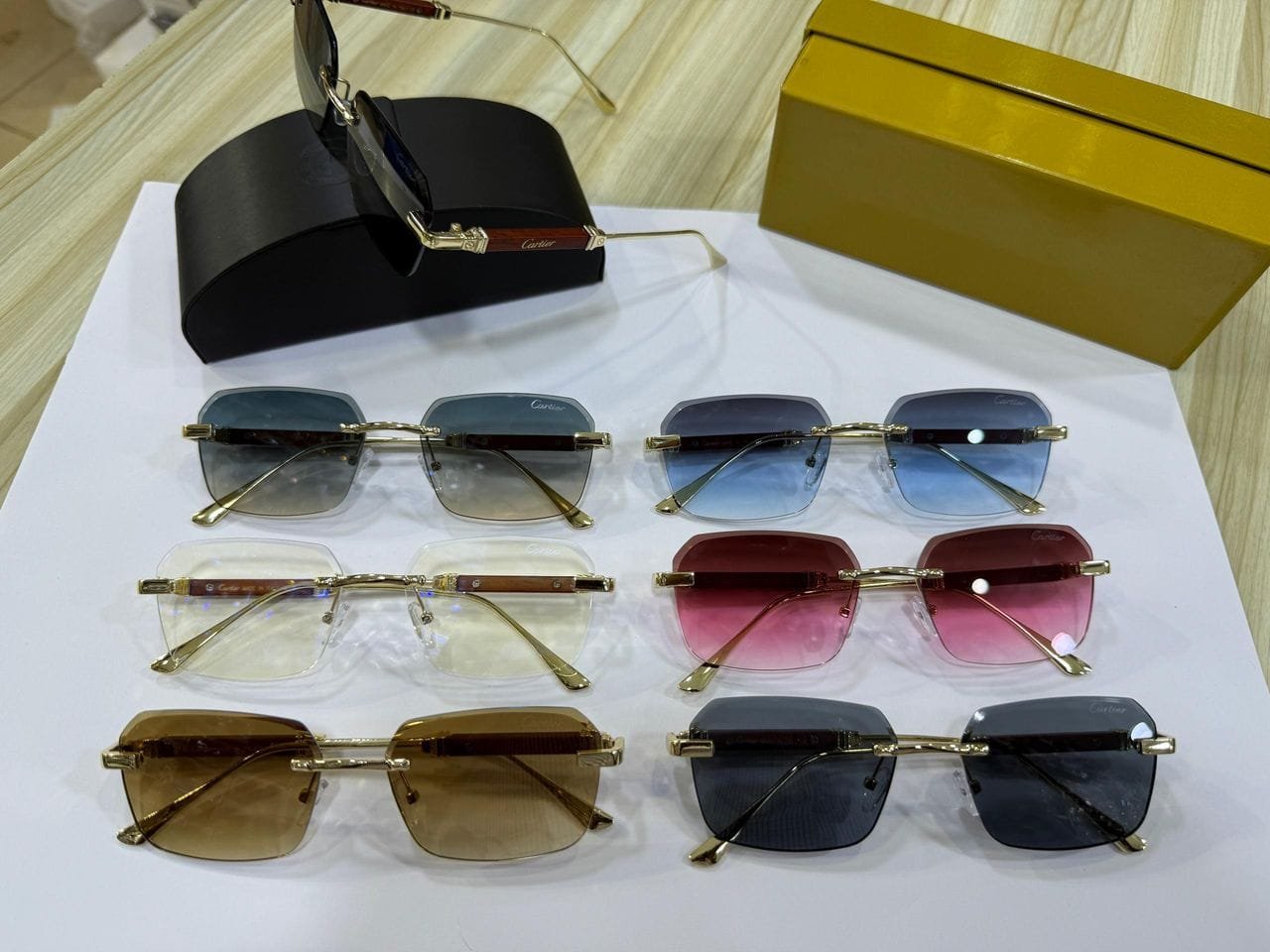 collection of rimless sunglasses