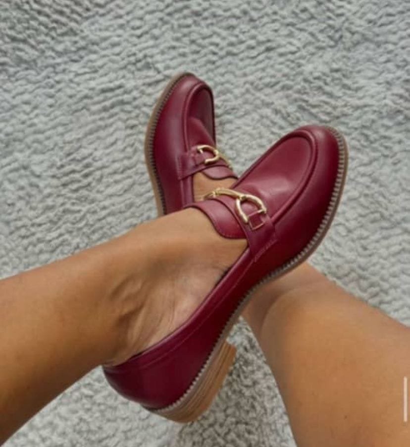 women’s burgundy leather loafers