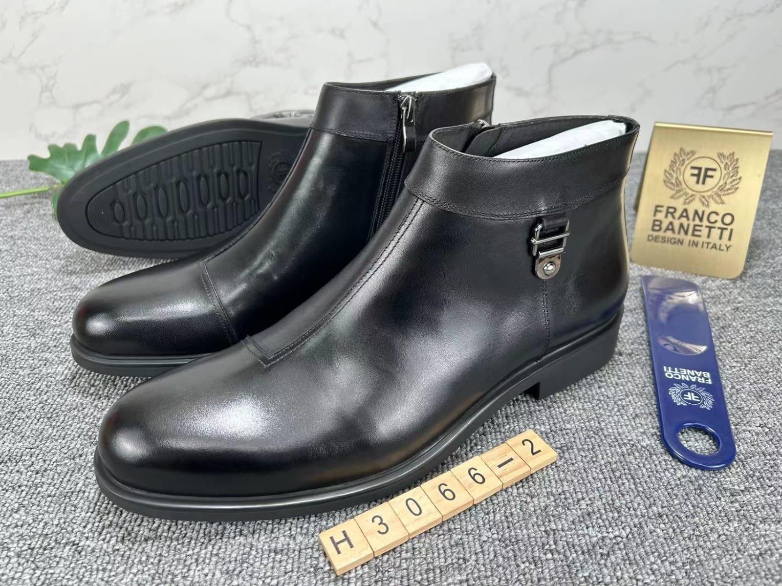 Franco Banetti black leather ankle boots