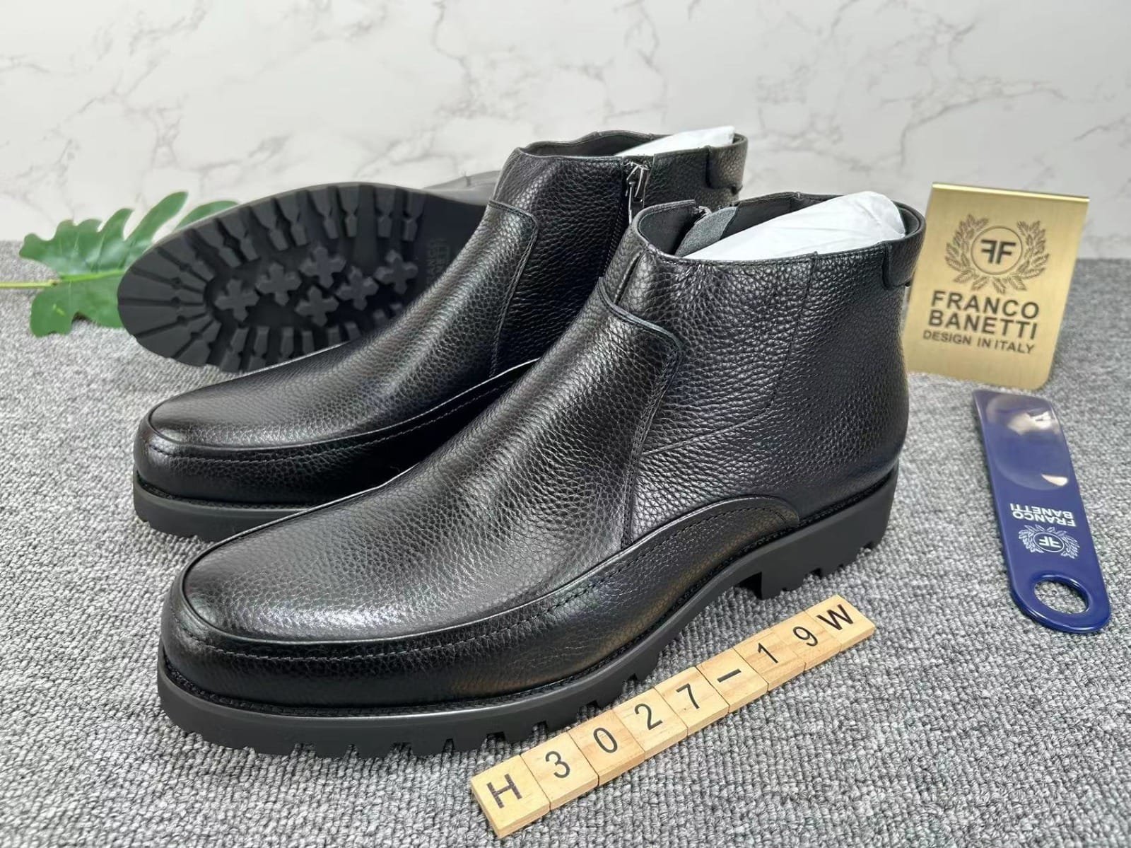 black leather ankle boots