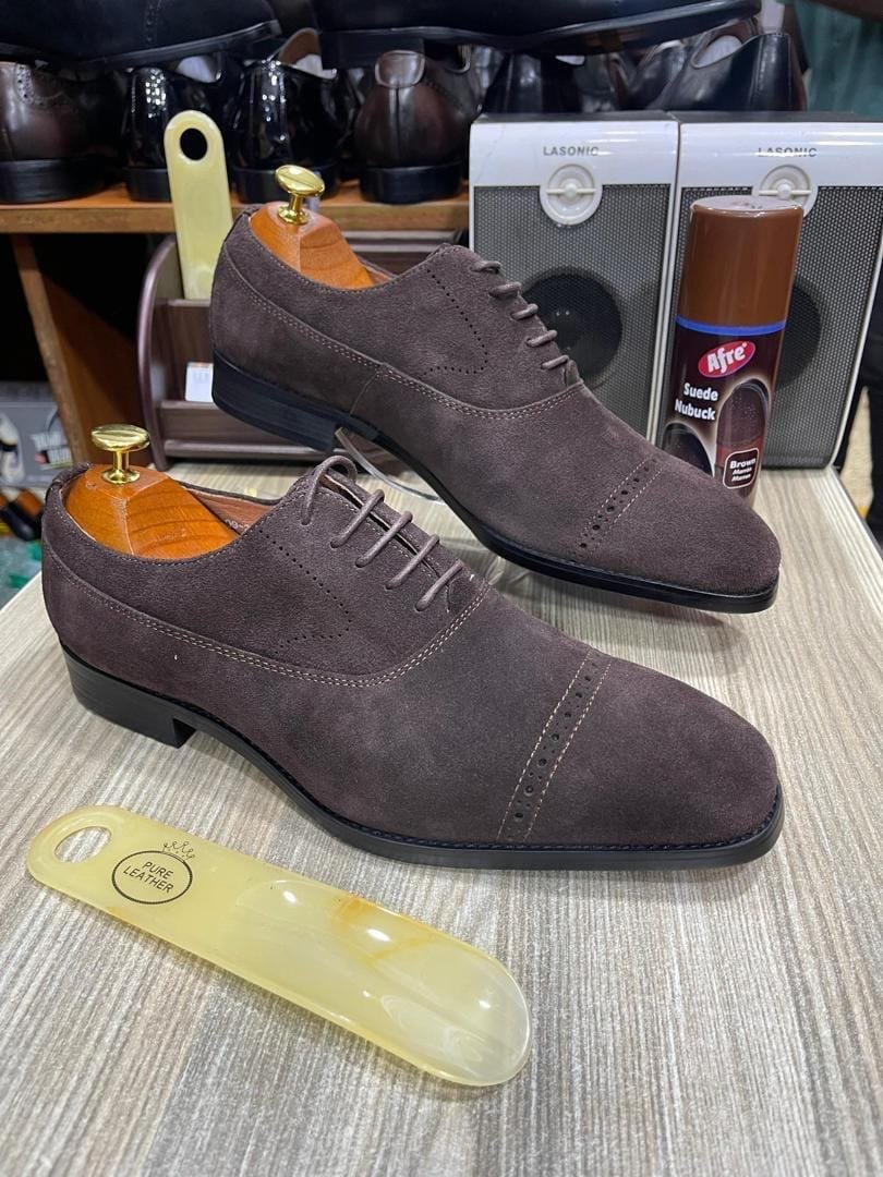 men’s AMBUR Handmade Genuine Suede Leather Brogue Shoes