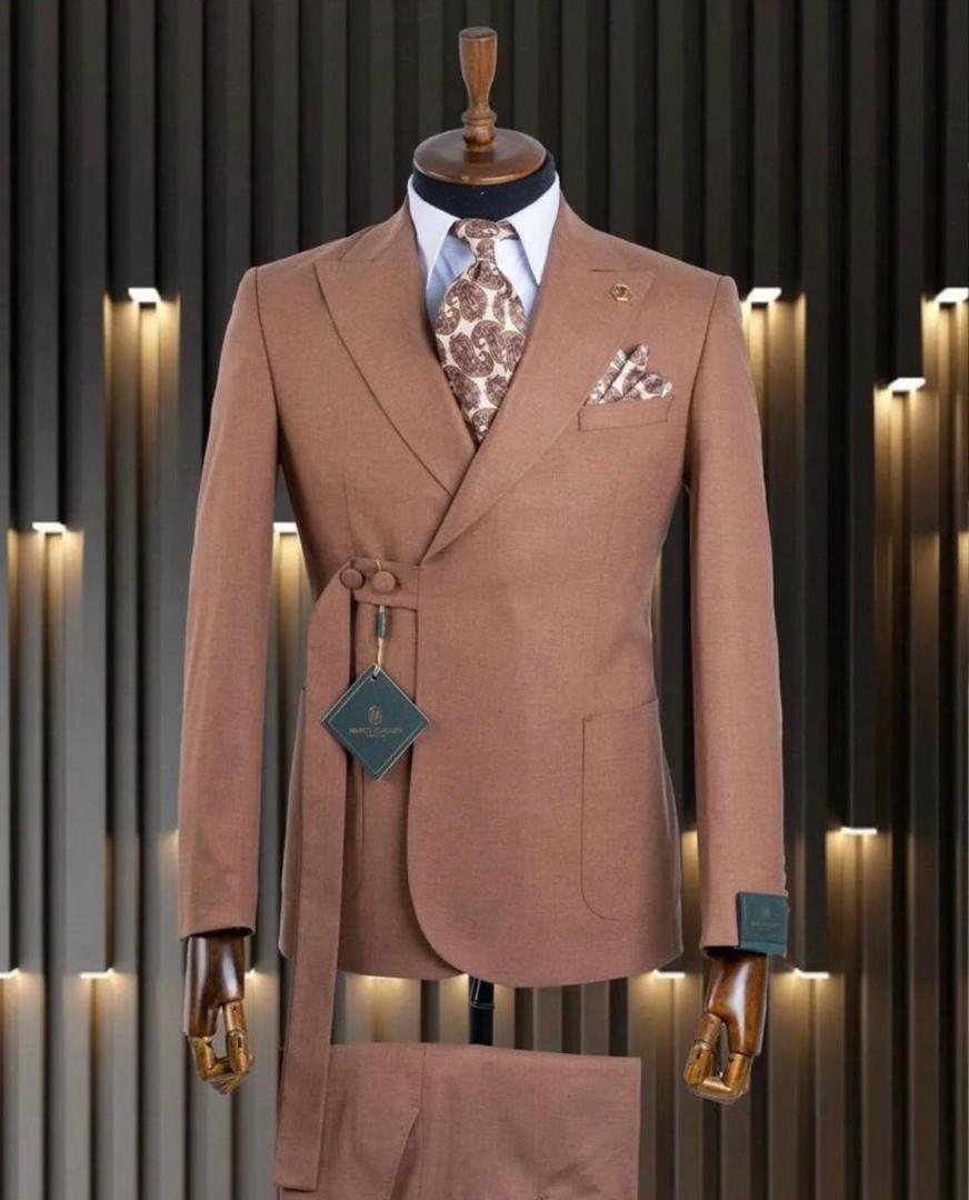 brown suit