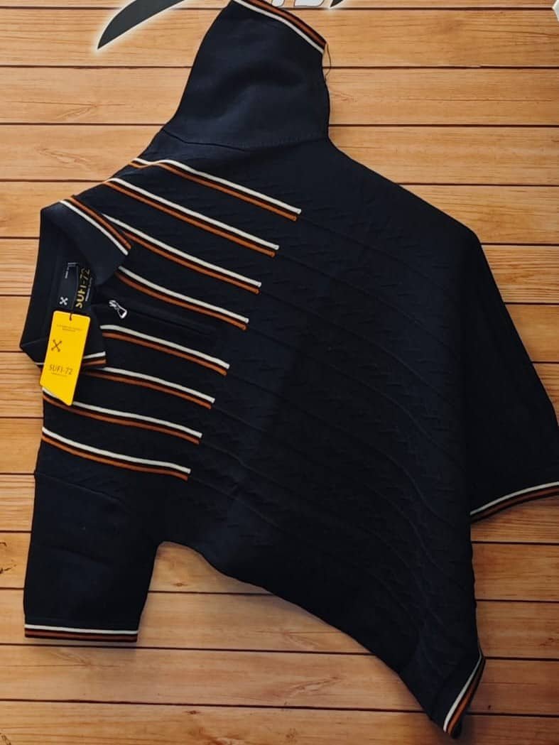 dark blue polo shirt