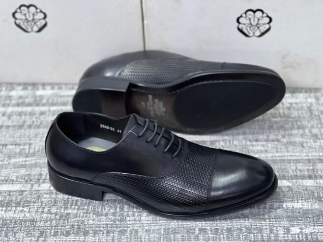 black leather dress shoes.