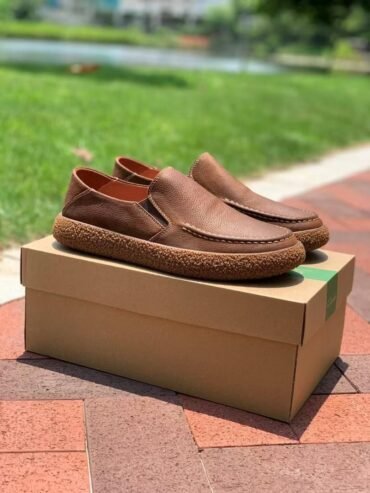 brown leather slip-on shoes