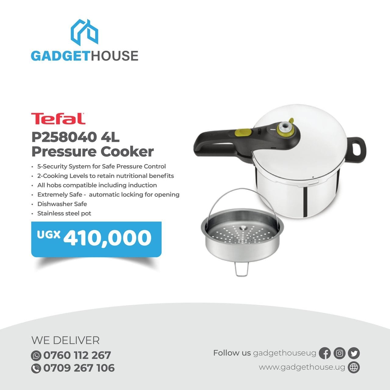 Tefal P258040 4L Pressure Cooker