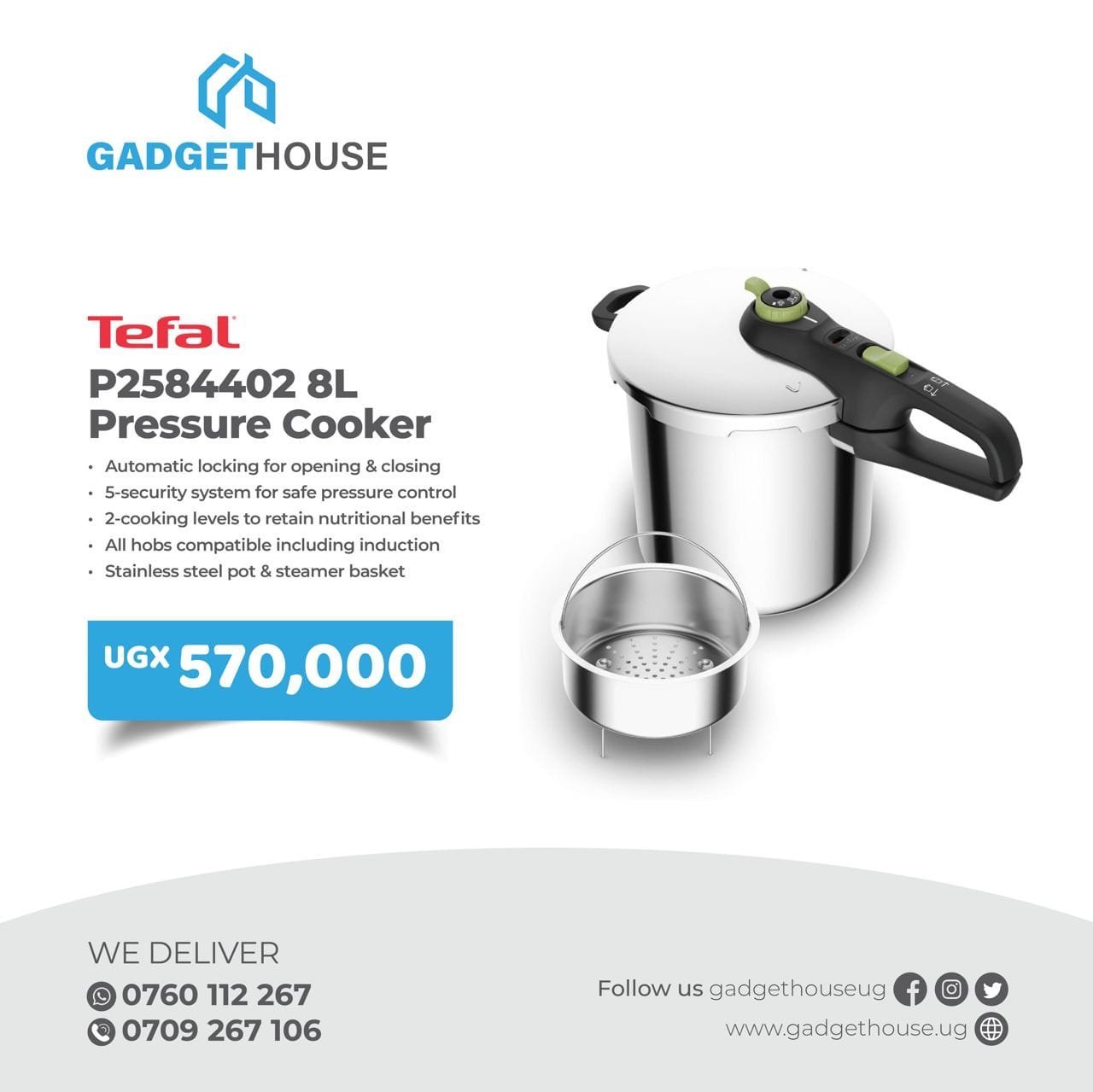 Tefal P2584402 8L pressure cooker