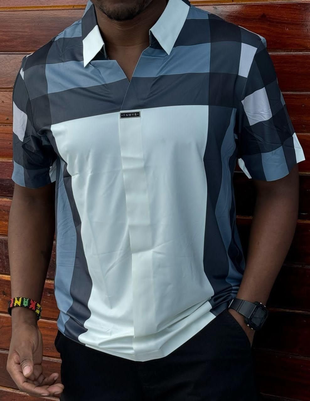 short-sleeved, collared shirt