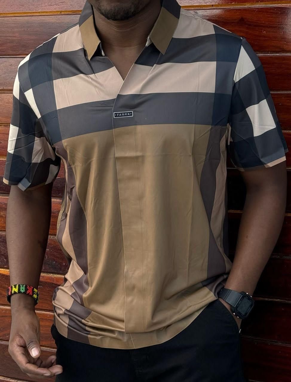 short-sleeved, button-down shirt