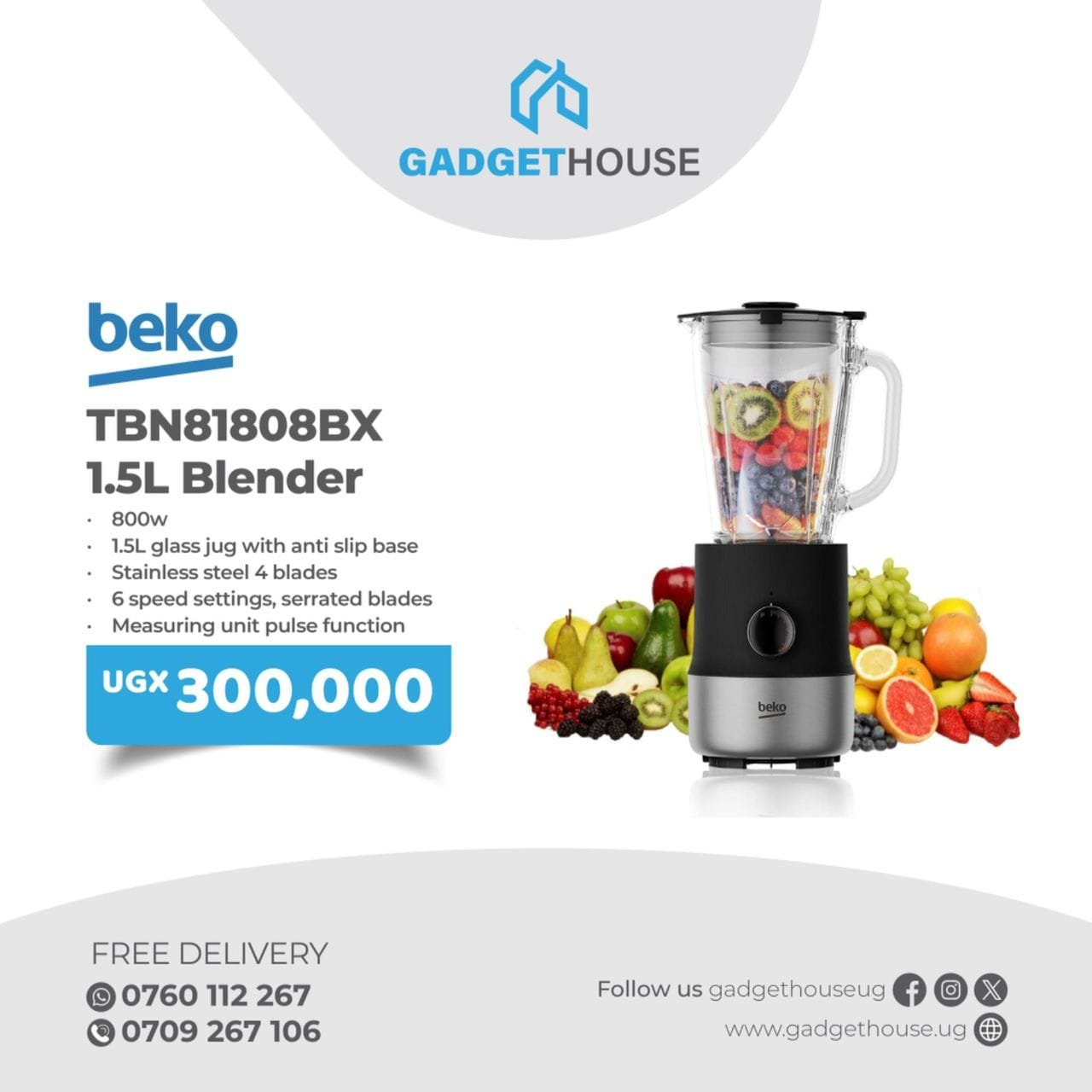 Beko TBN81808BX 1.5L Blender