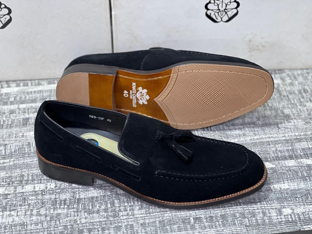 men’s Toods Tasel Suede Black Slip-On Shoes