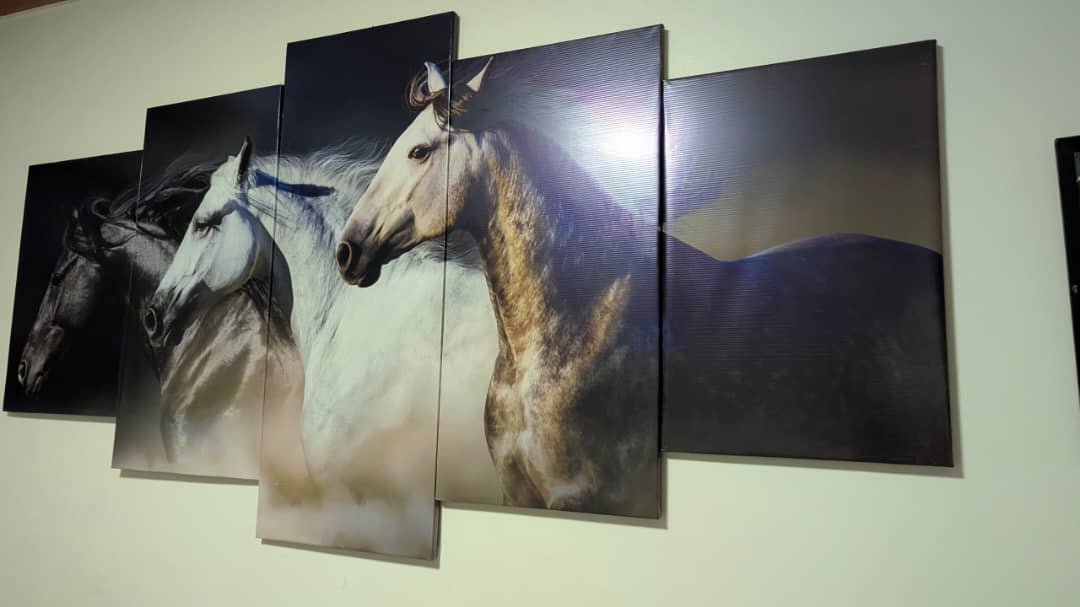 five-panel canvas print of horses