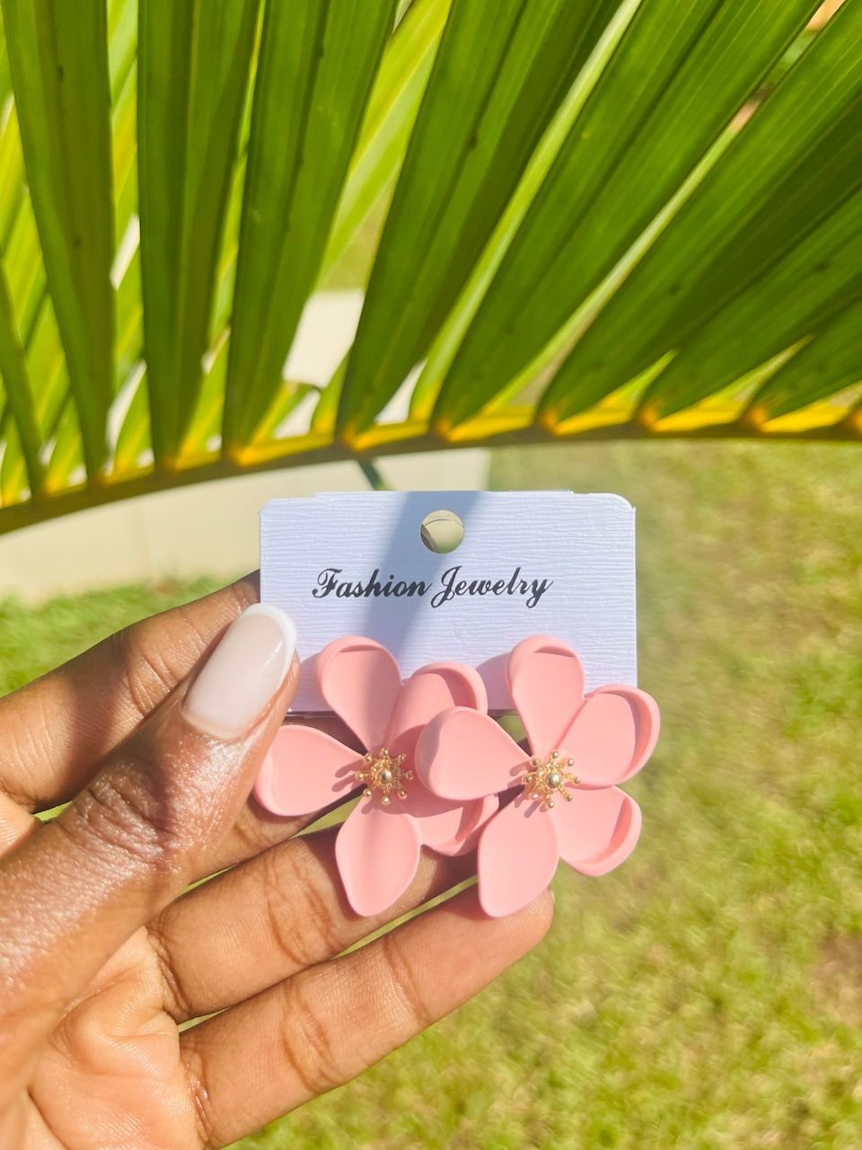 rattan flower drop earrings