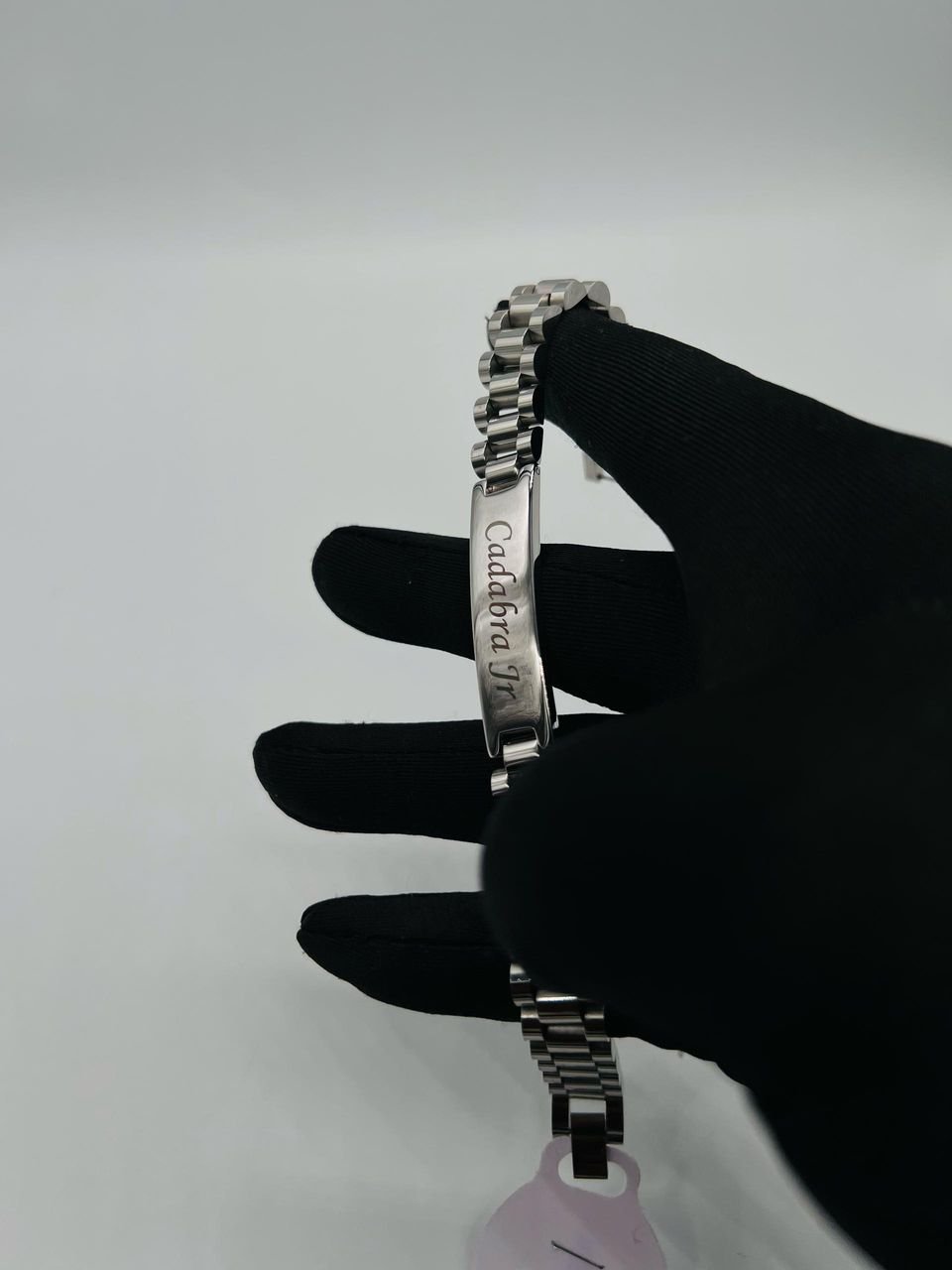 silver-colored, link-style bracelet