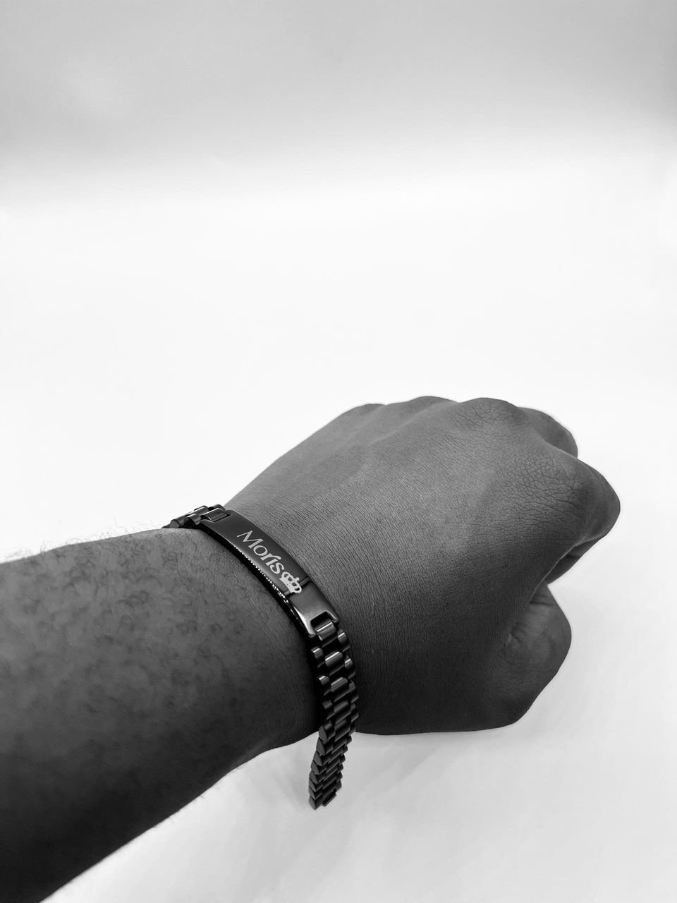 a black, personalized bracelet