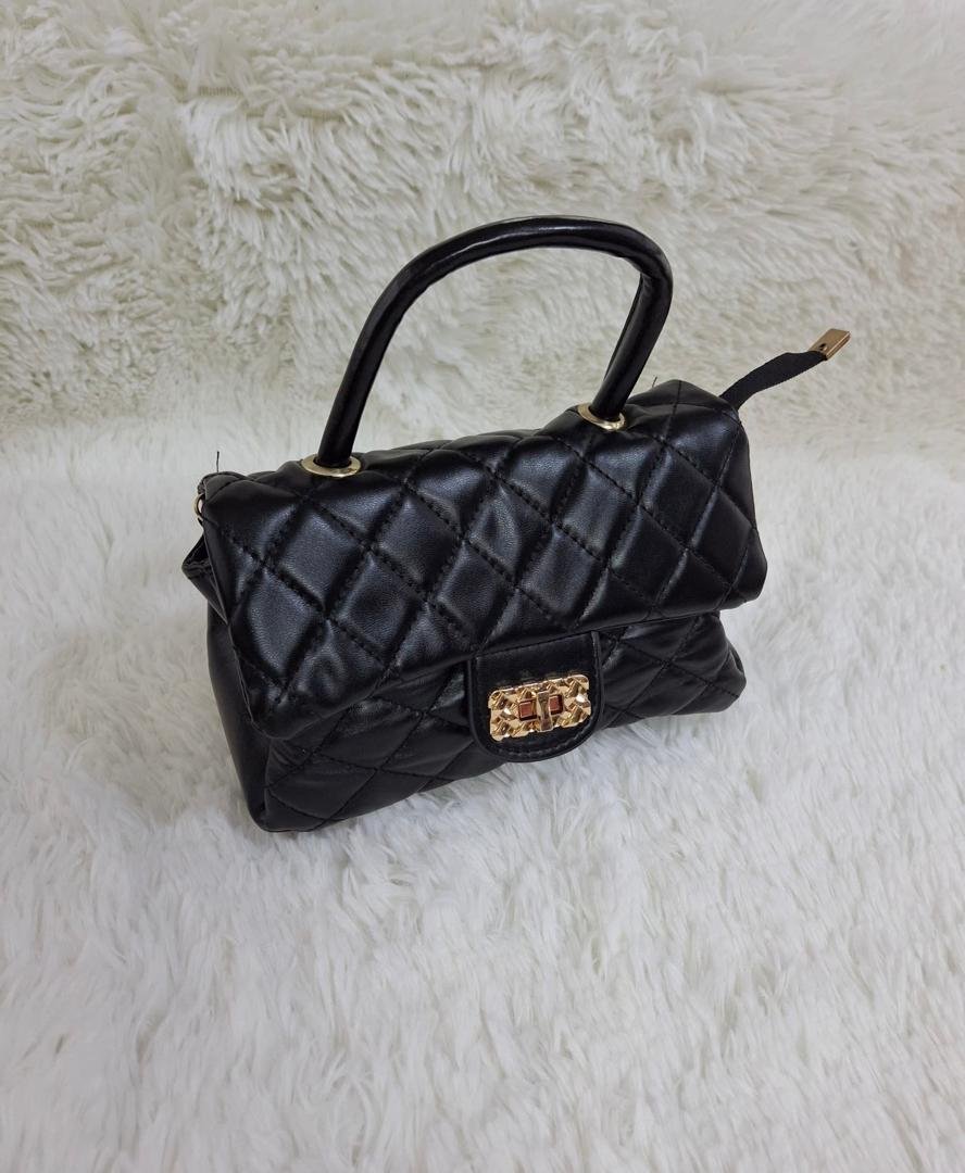 black quilted handbag