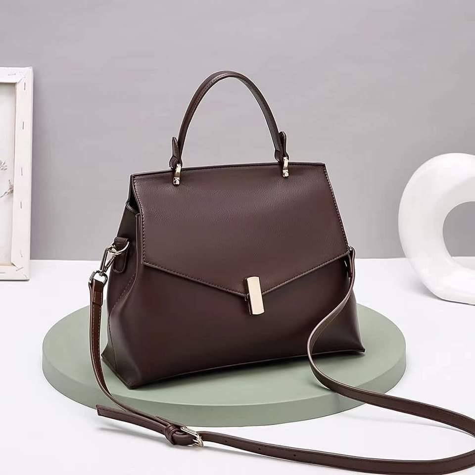 brown leather handbag
