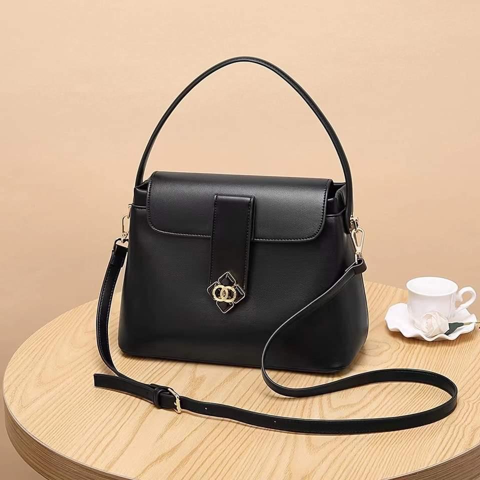 black, structured handbag