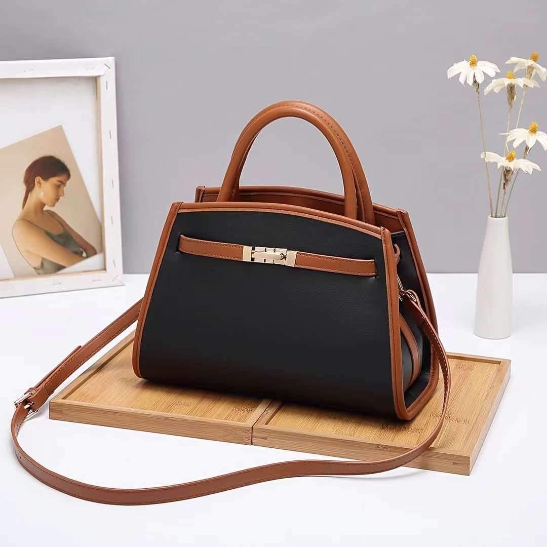 navy blue leather tote bag