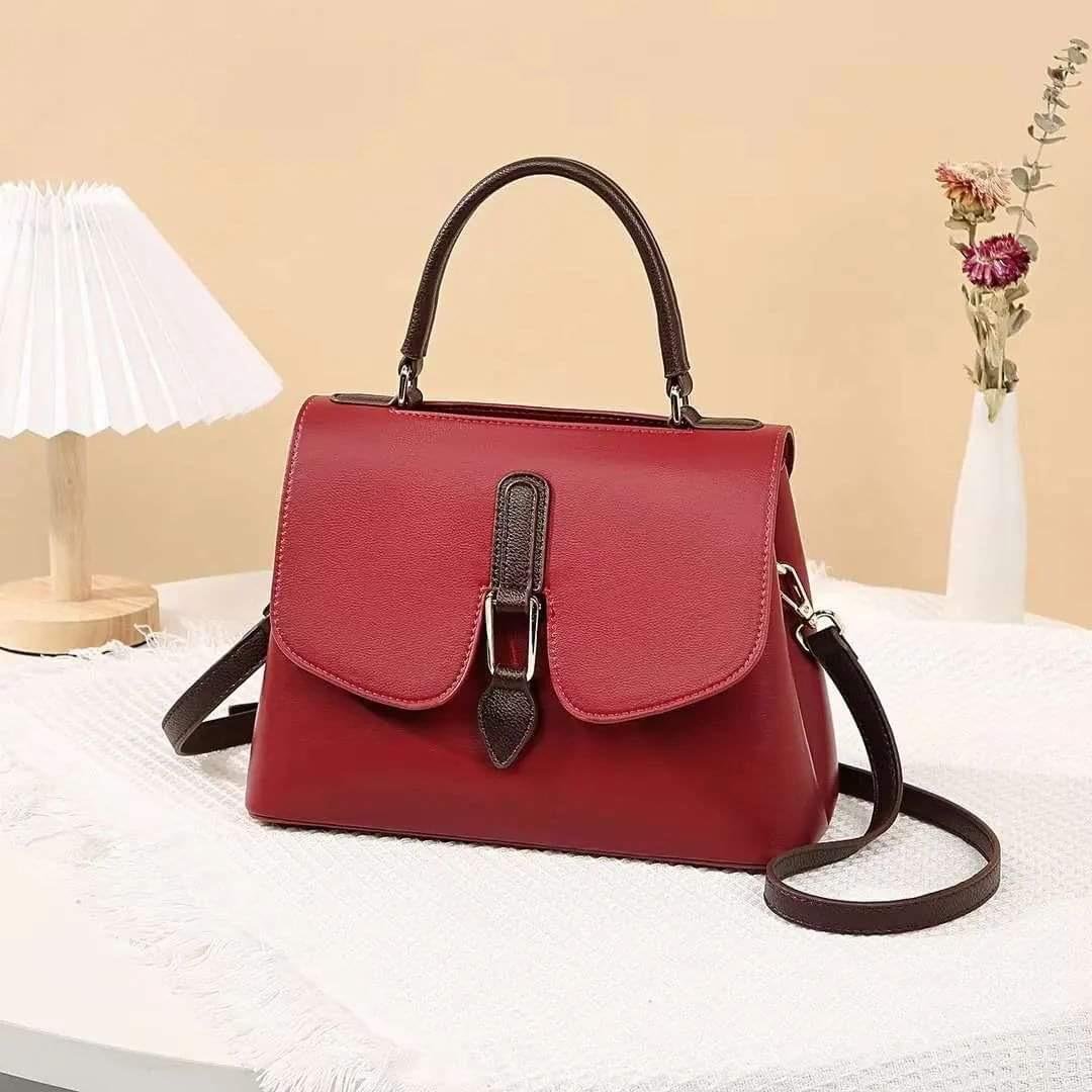 red, genuine leather crossbody bag