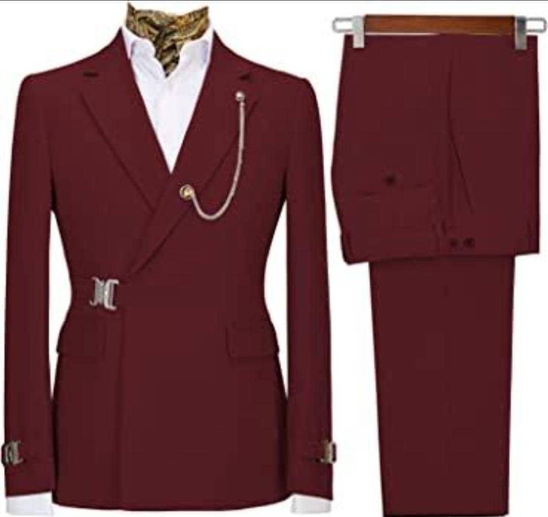 men’s 2-piece suit in a red wine color