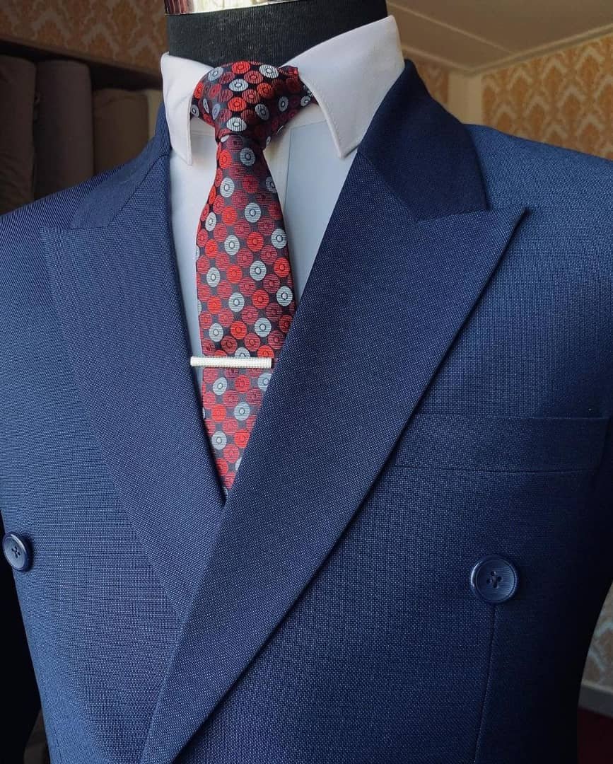 navy blue double-breasted suit