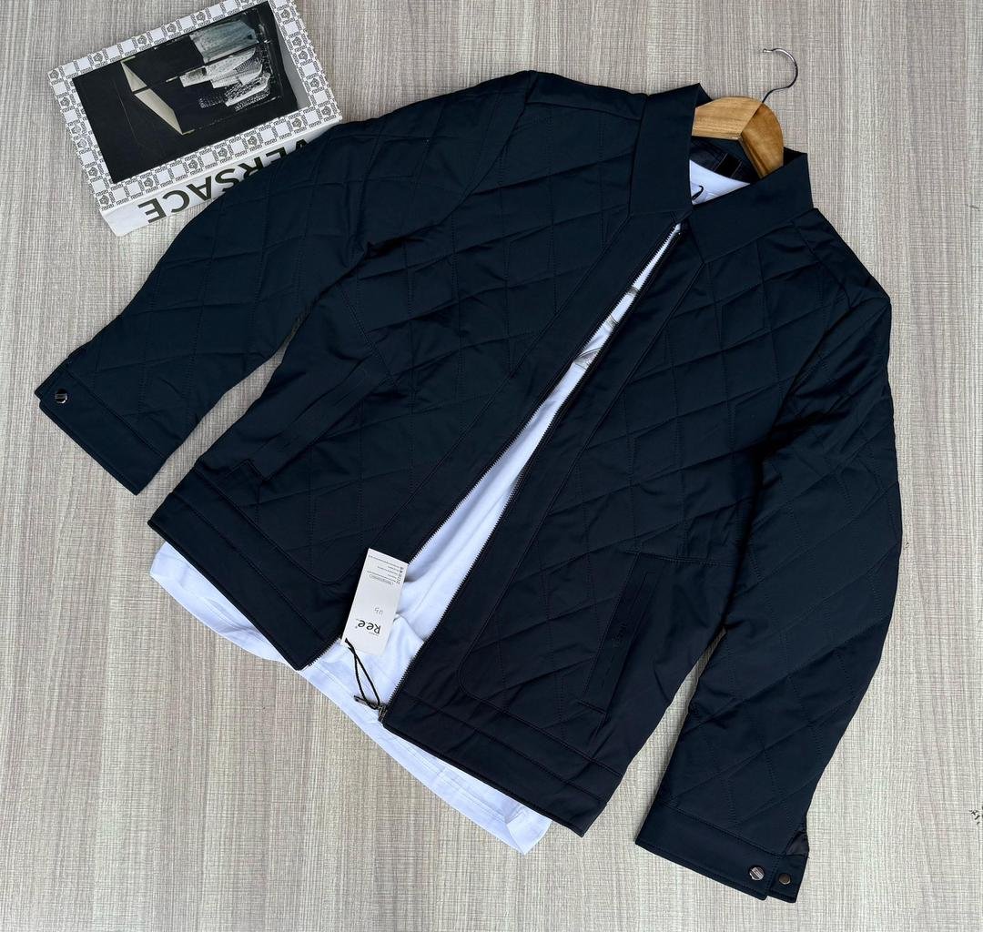 black, quilted bomber-style jacket
