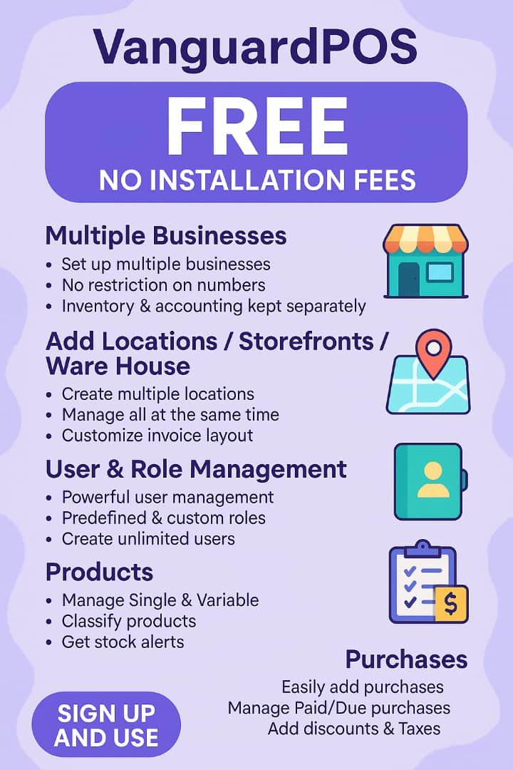 VanguardPOS BUSINESS MANAGEMENT APP